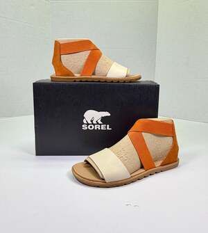 SOREL Ella II Summer & Spring Sandal Desert Sun Orange Cream Flat Sandals Size 7